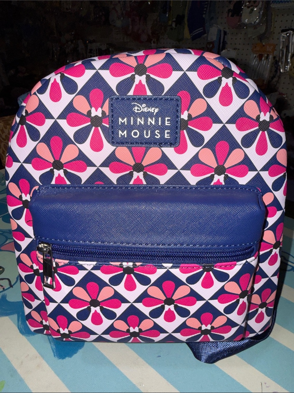 Disney Minnie Mouse Pink & Navy Floral Kids Backpack